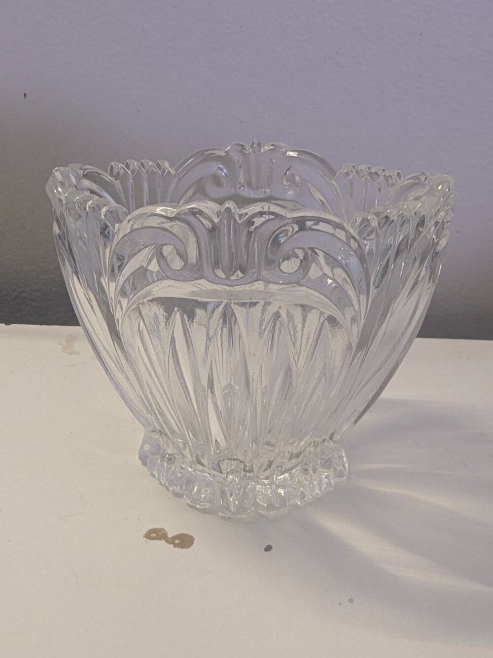 Vintage Oneida 24% Lead Crystal Small Oval Bowl in the "Augustina" Pattern